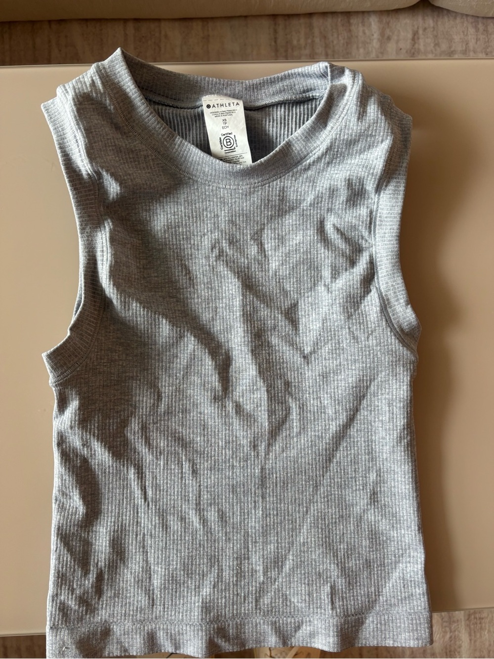 Athleta Light Gray Ribbed Crewneck Tank